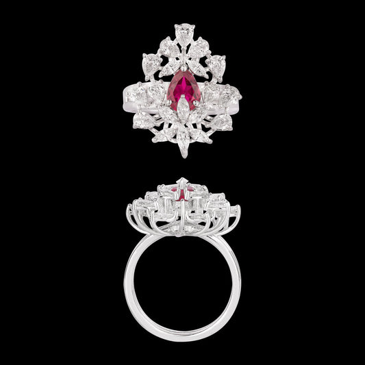 18K White Gold Diamond Ring - 1.43ct VS-SI-FG with Colour Stones