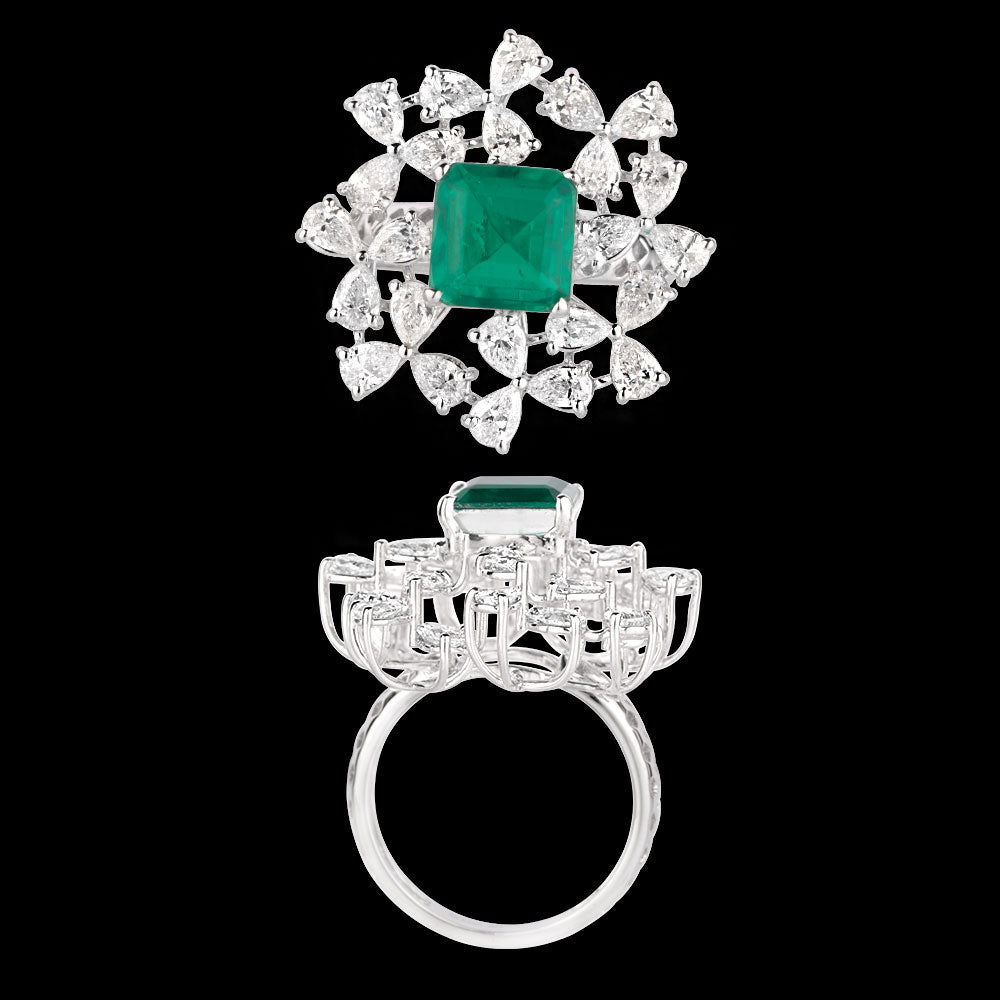 18K White Gold Diamond Ring - 2.26ct VVS-VS-EF with Colour Stones
