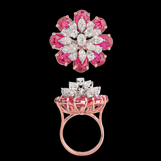 18K White Gold Diamond Ring - 2.03ct VS-SI-FG with Colour Stones
