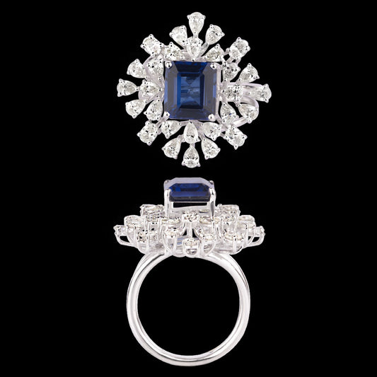 18K White Gold Diamond Ring - 2.35ct VS-SI-FG with Colour Stones