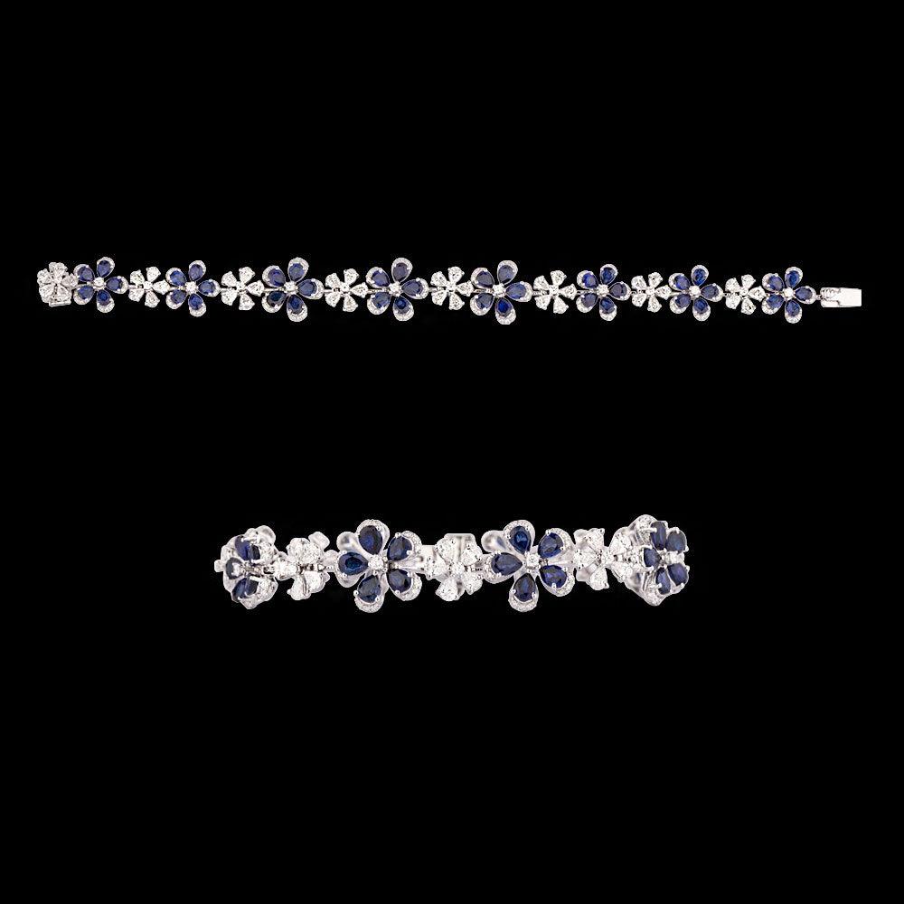 18K White Gold Diamond Bracelet - 4.471ct VVS-VS-FG with Colour Stones
