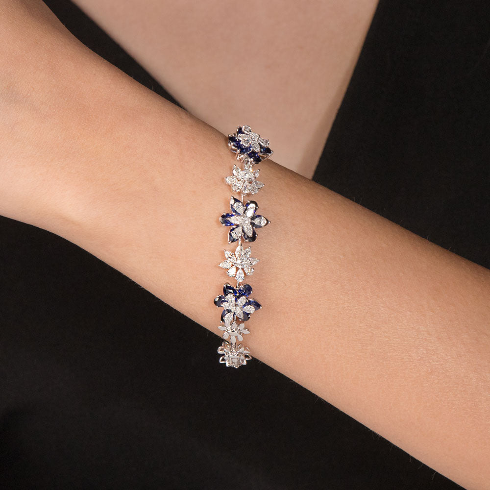 18K White Gold Diamond Bracelet - 2.77ct VS-SI-EF with Colour Stones