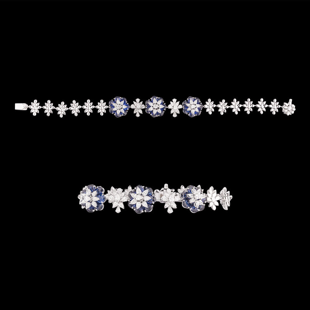 18K White Gold Diamond Bracelet - 2.65ct VS-SI-FG with Colour Stones