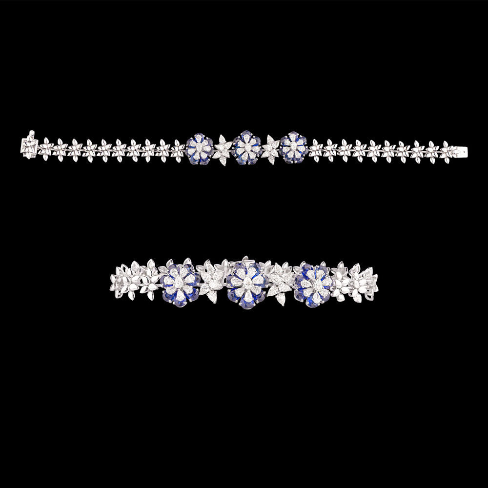18K White Gold Diamond Bracelet - 2.26ct VS-SI-FG with Colour Stones