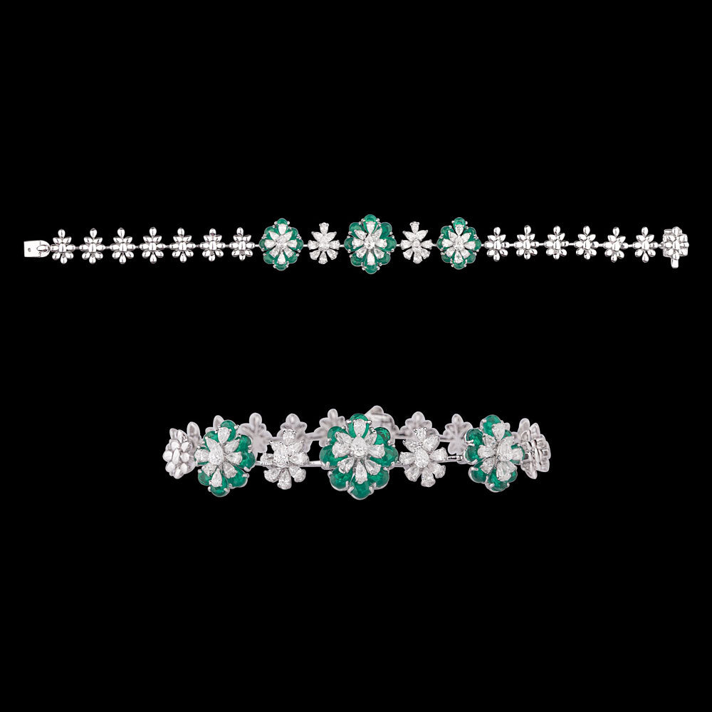 18K White Gold Diamond Bracelet - 2.38ct VS-SI-FG with Colour Stones
