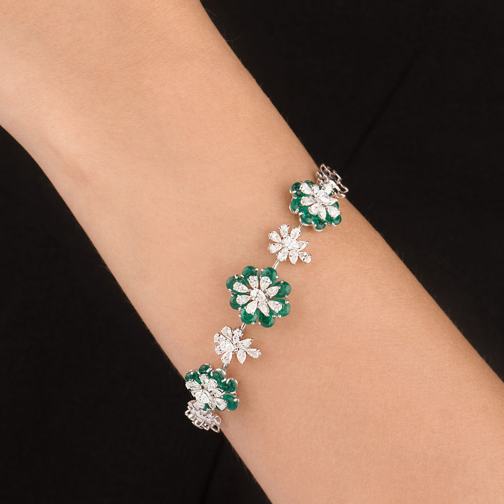 18K White Gold Diamond Bracelet - 2.38ct VS-SI-FG with Colour Stones