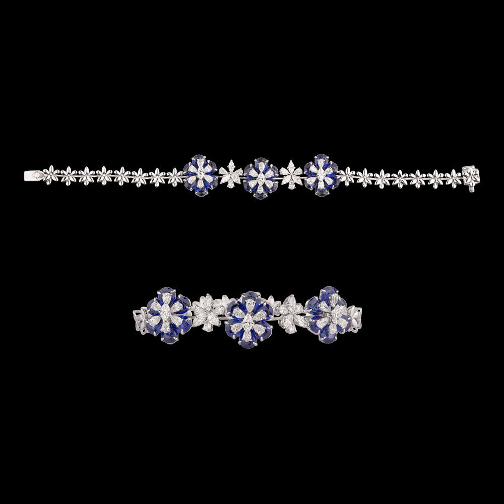 18K White Gold Diamond Bracelet - 3.07ct VS-SI-FG with Colour Stones