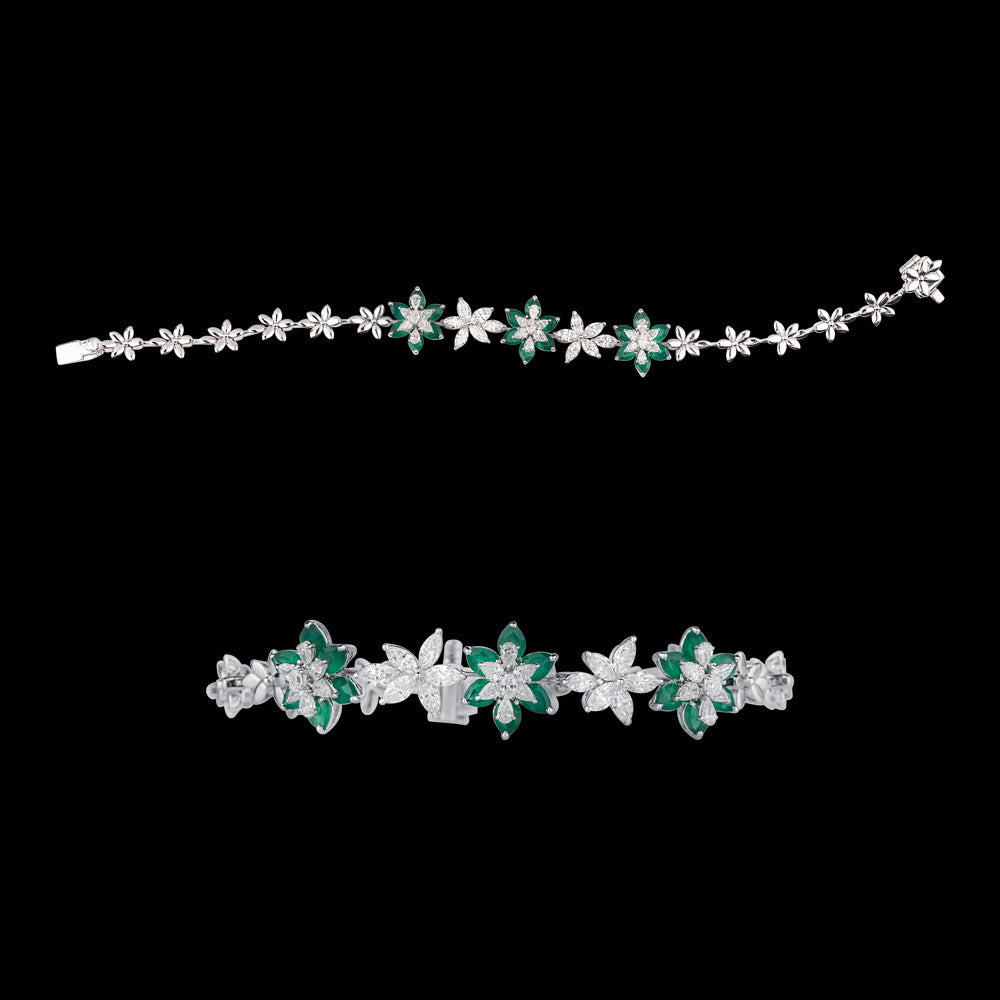 18K White Gold Diamond Bracelet - 2.13ct VS-SI-FG with Colour Stones