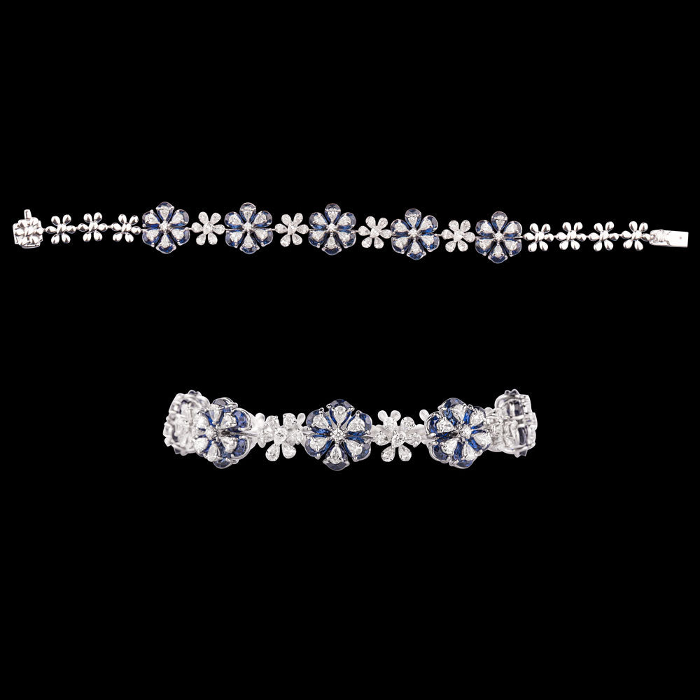 18K White Gold Diamond Bracelet - 4.103ct VS-SI-EF with Colour Stones