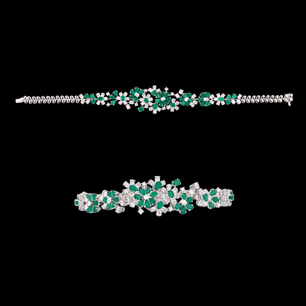 18K White Gold Diamond Bracelet - 3.58ct VVS-VS-EF with Colour Stones