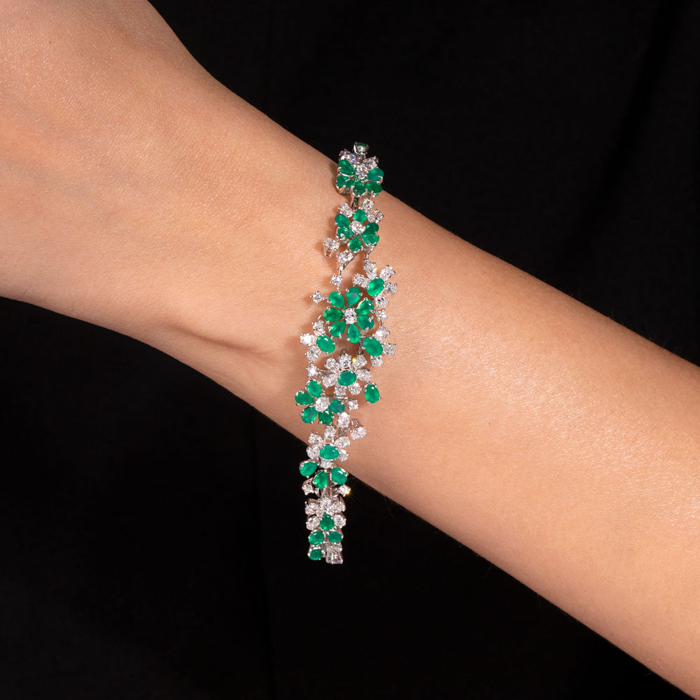 18K White Gold Diamond Bracelet - 3.58ct VVS-VS-EF with Colour Stones