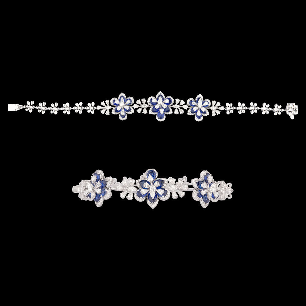 18K White Gold Diamond Bracelet - 3.48ct VVS-VS-HI with Colour Stones