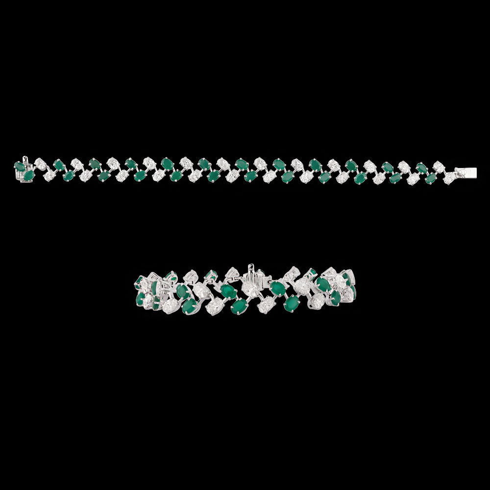 18K White Gold Diamond Bracelet - 5.71ct VS-SI-HI with Colour Stones