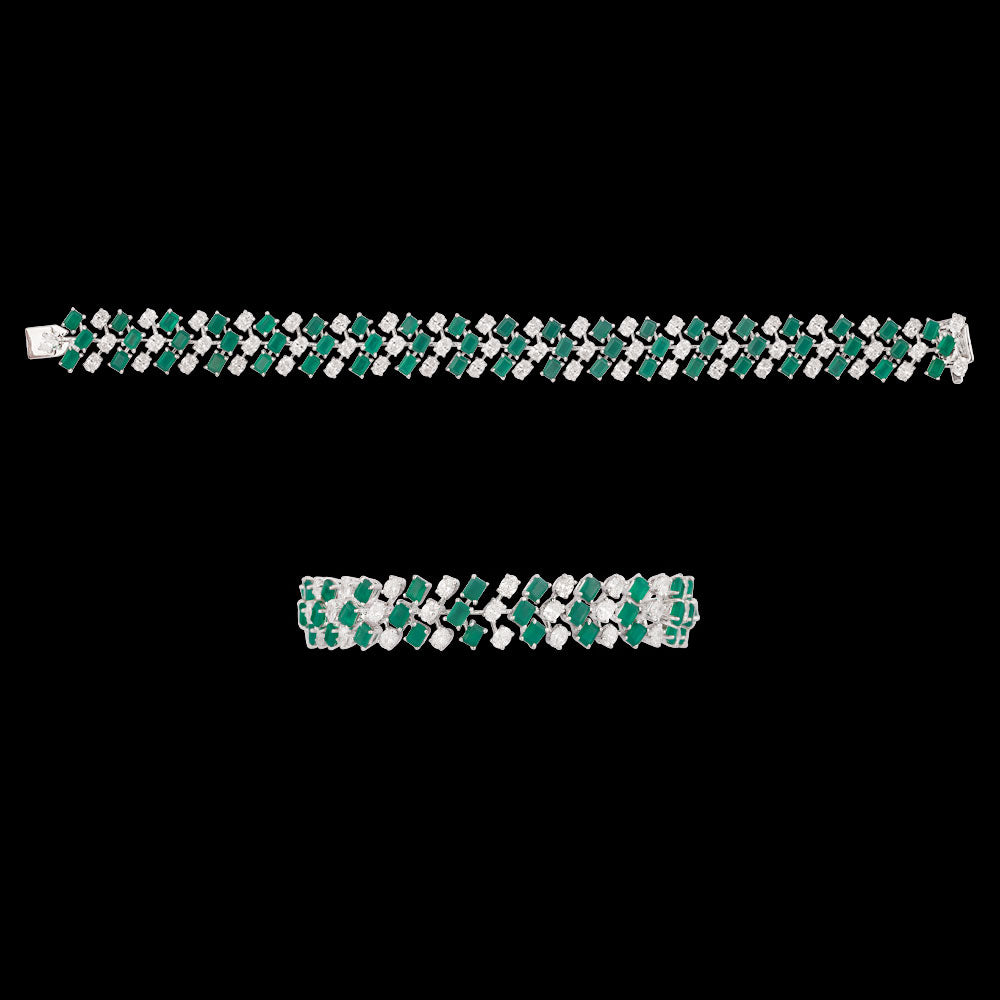 18K White Gold Diamond Bracelet - 5.24ct VS-SI-EF with Colour Stones