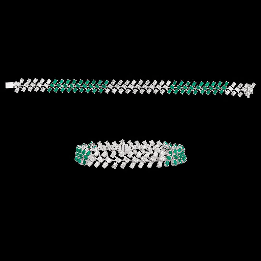 18K White Gold Diamond Bracelet - 5.064ct VVS-FG with Colour Stones