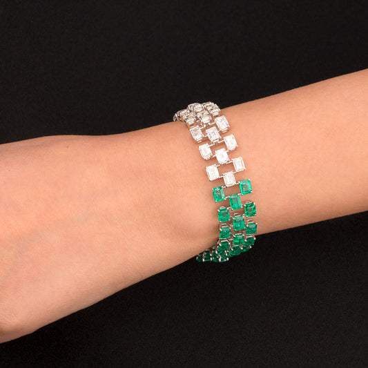 18K White Gold Diamond Bracelet - 10.81ct VVS-VS-GH with Colour Stones