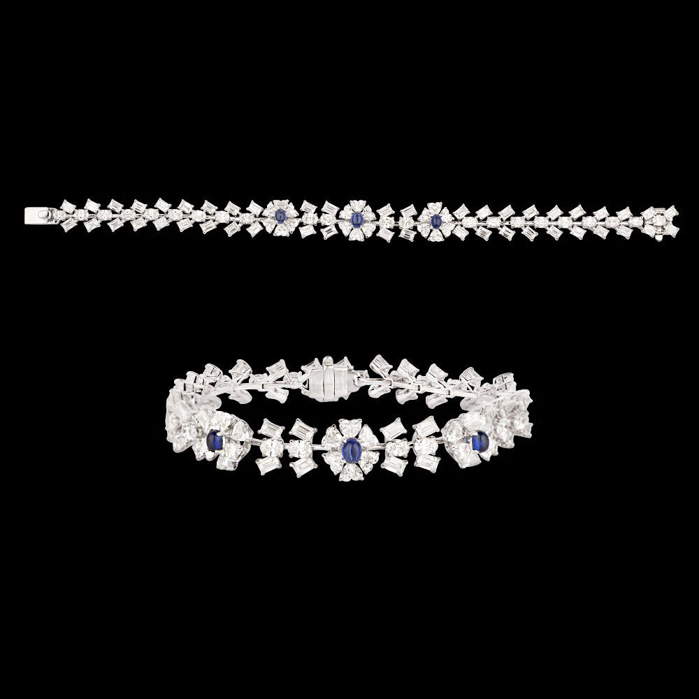 18K White Gold Diamond Bracelet - 10.87ct VVS-FG with Colour Stones