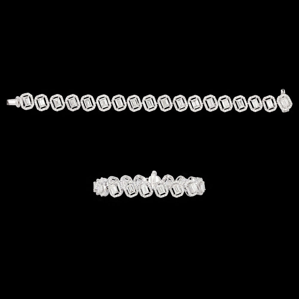 18K White Gold Diamond Bracelet - 12.011ct VVS-VS-HI