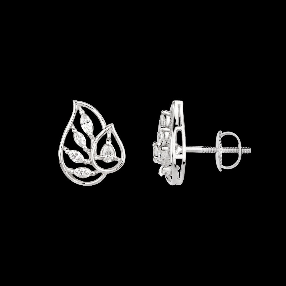 18K White Gold Diamond Earrings - 0.366ct VVS-FG