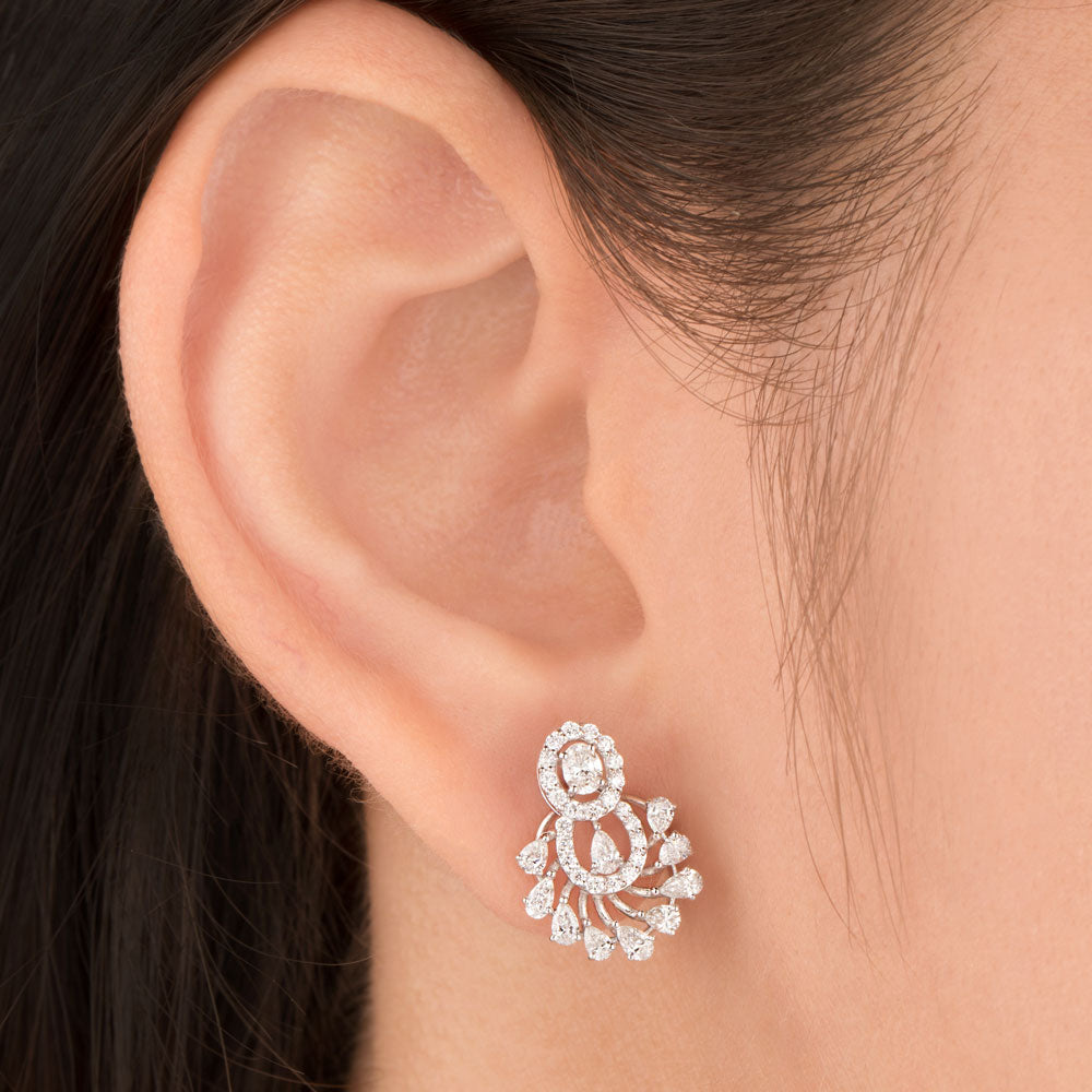 18K White Gold Diamond Earrings - 1.042ct VVS-FG