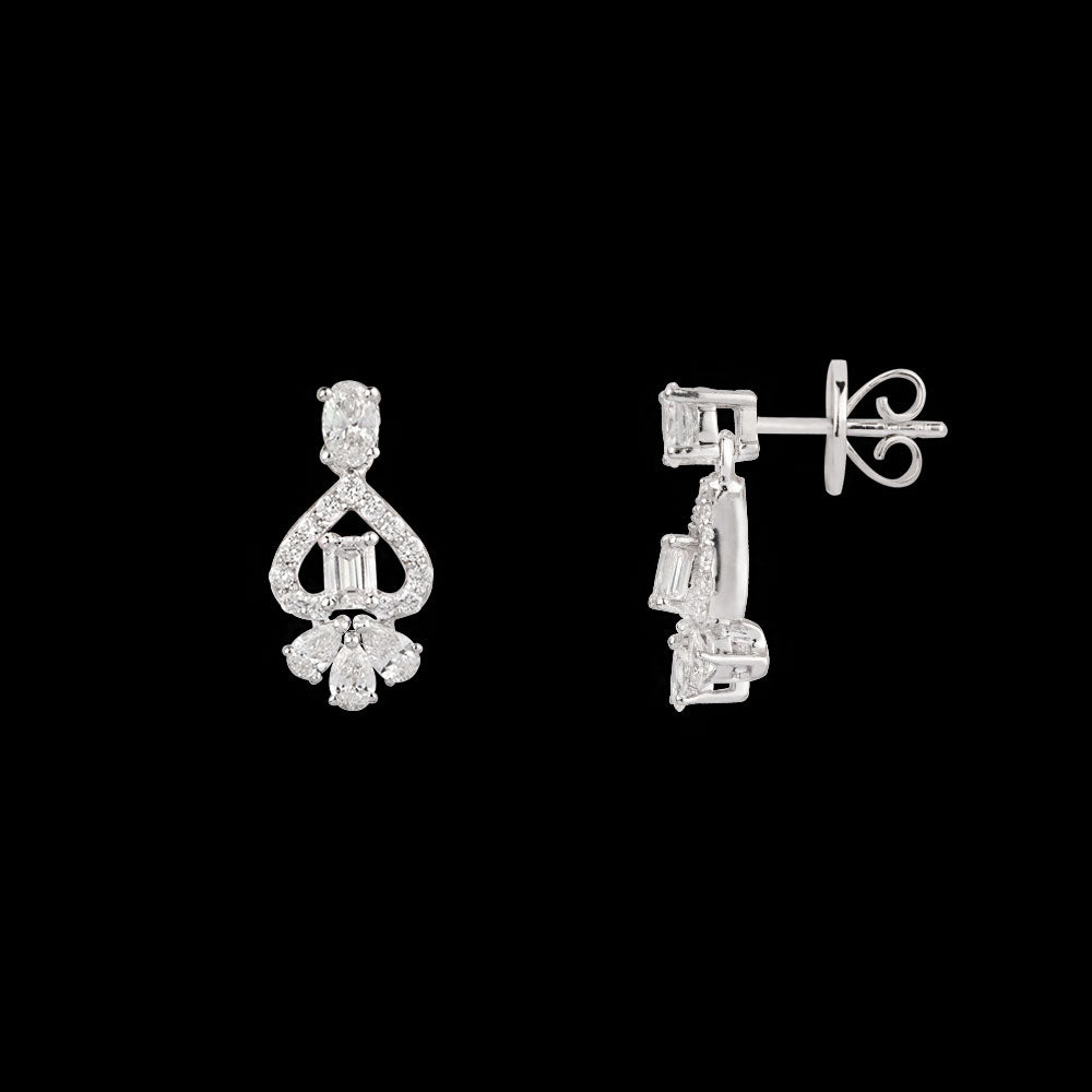 18K White Gold Diamond Earrings - 0.671ct VVS-FG