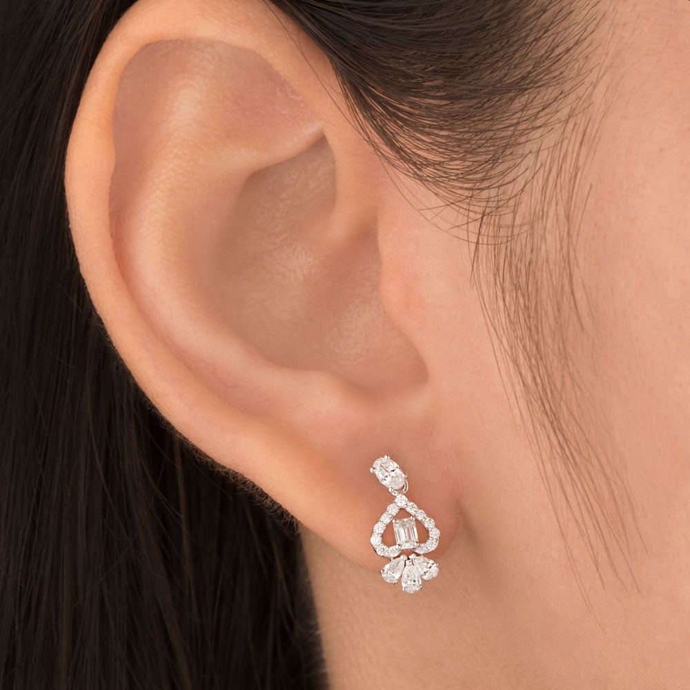 18K White Gold Diamond Earrings - 0.671ct VVS-FG