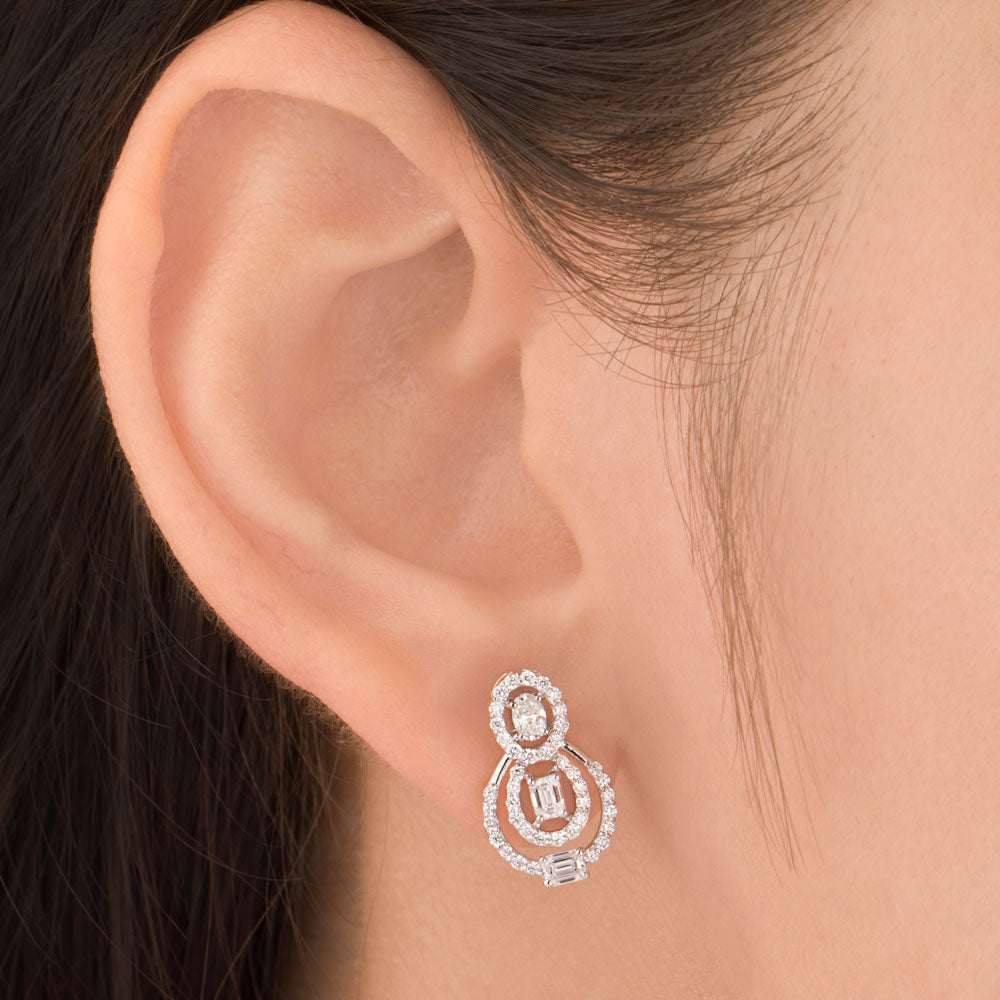 18K White Gold Diamond Earrings - 0.87ct VVS-FG