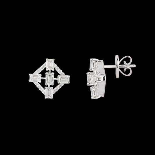 18K White Gold Diamond Earrings - 0.948ct VVS-FG