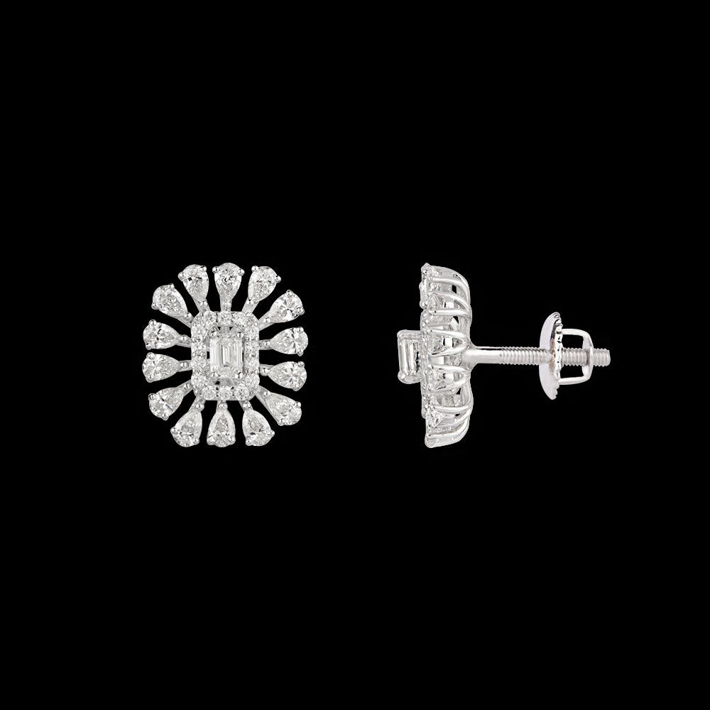 18K White Gold Diamond Earrings - 1.368ct VVS-FG