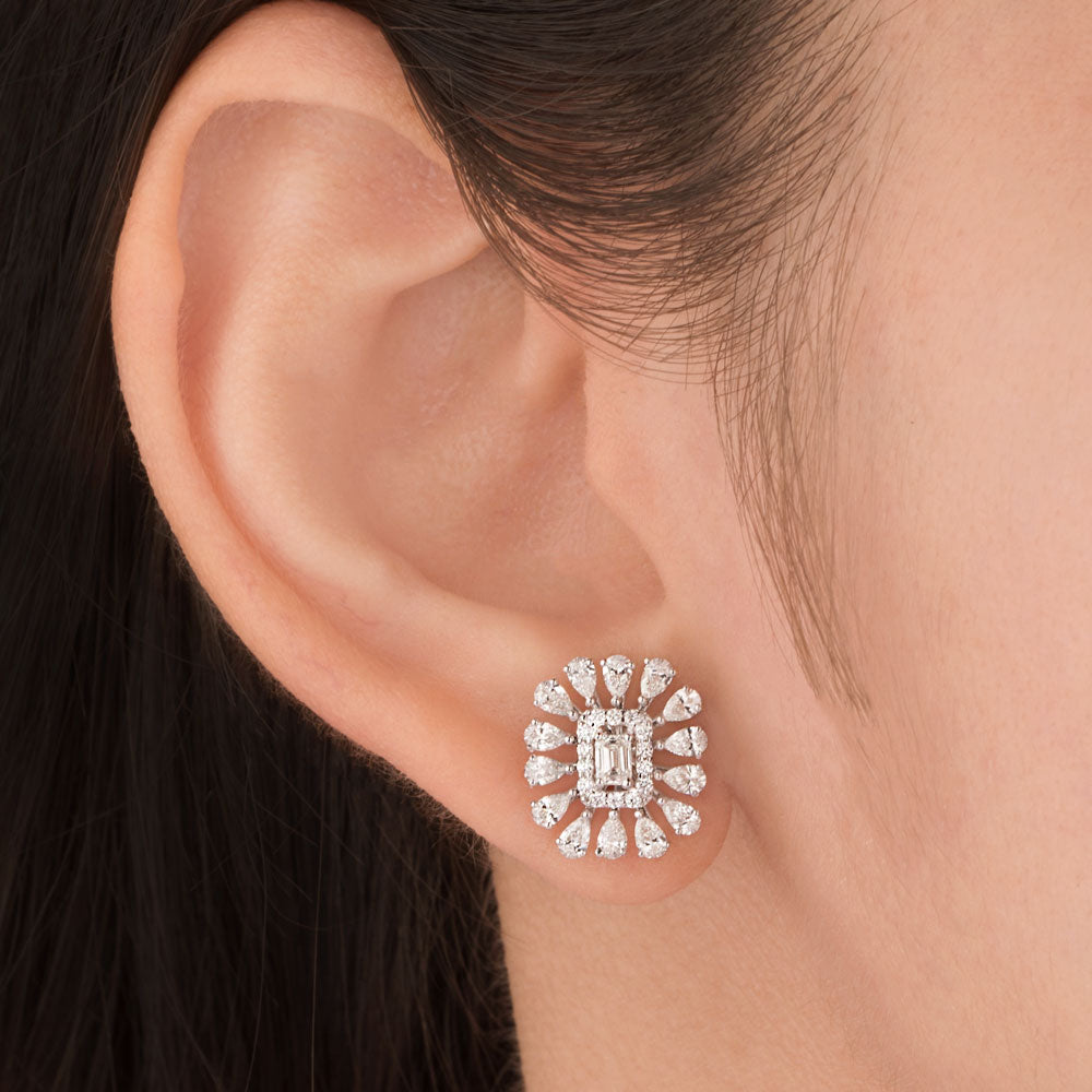 18K White Gold Diamond Earrings - 1.368ct VVS-FG