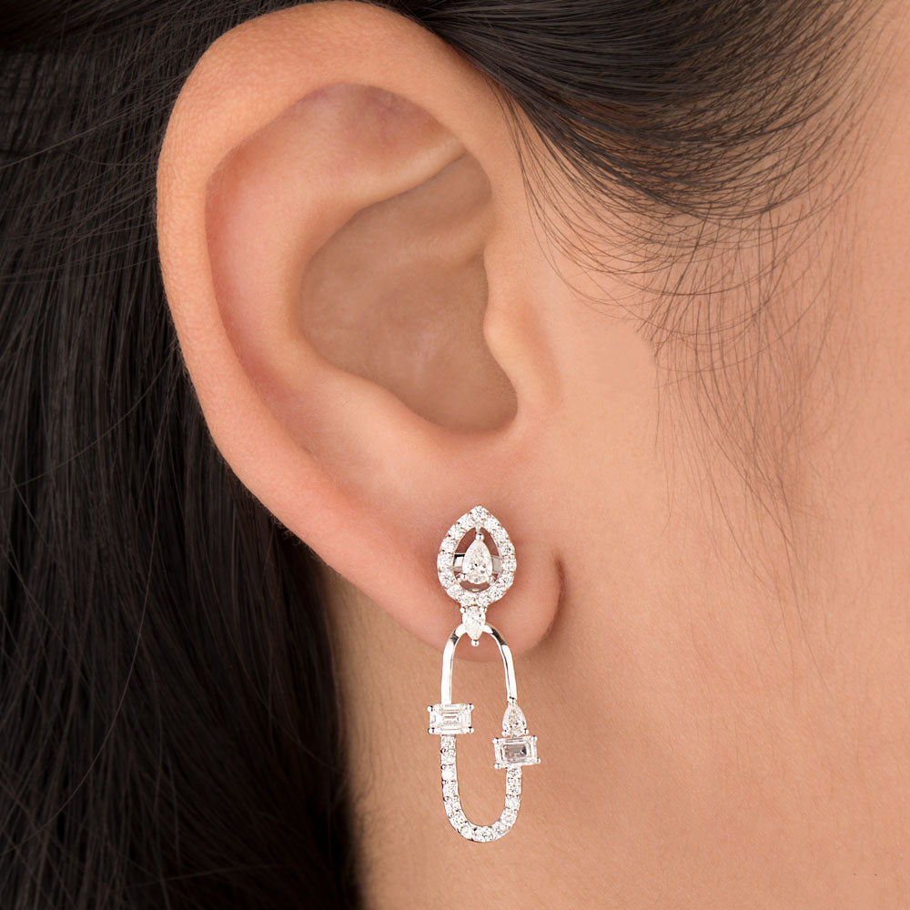 18K White Gold Diamond Earrings - 1.199ct VVS-FG