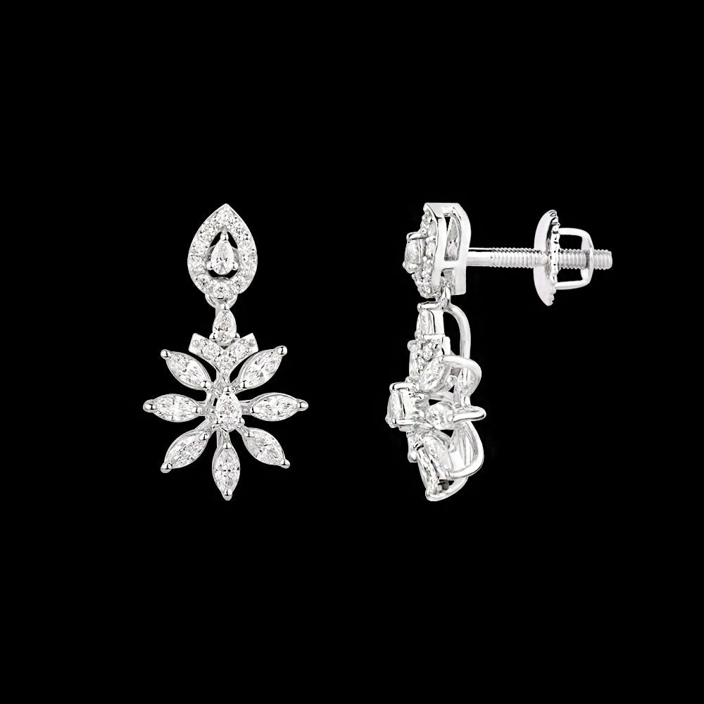 18K White Gold Diamond Earrings - 0.955ct VVS-FG