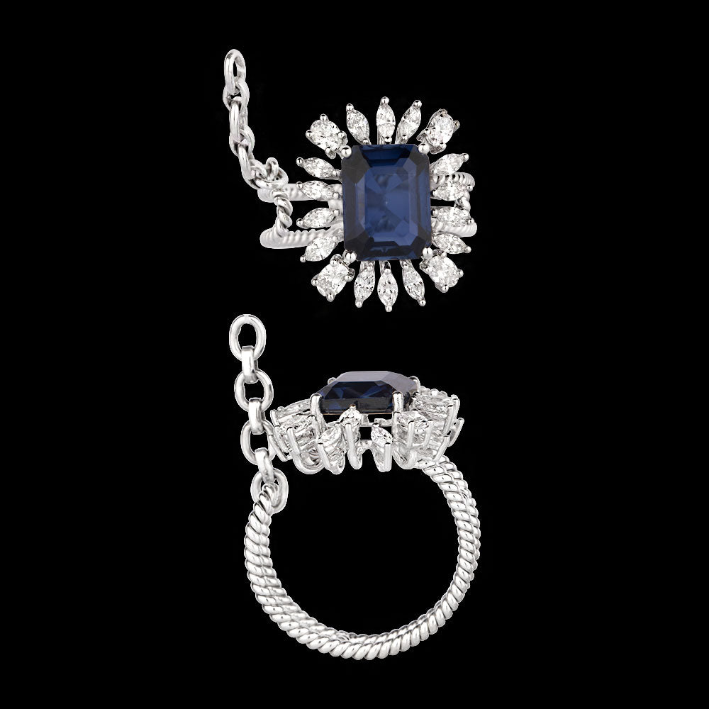 18K White Gold Diamond Jewellery - 6.37ct VVS-EF with Colour Stones