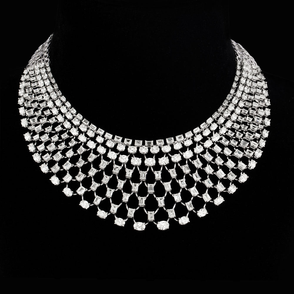 18K White Gold Diamond Necklace - 67.75ct VVS-VS-IJ