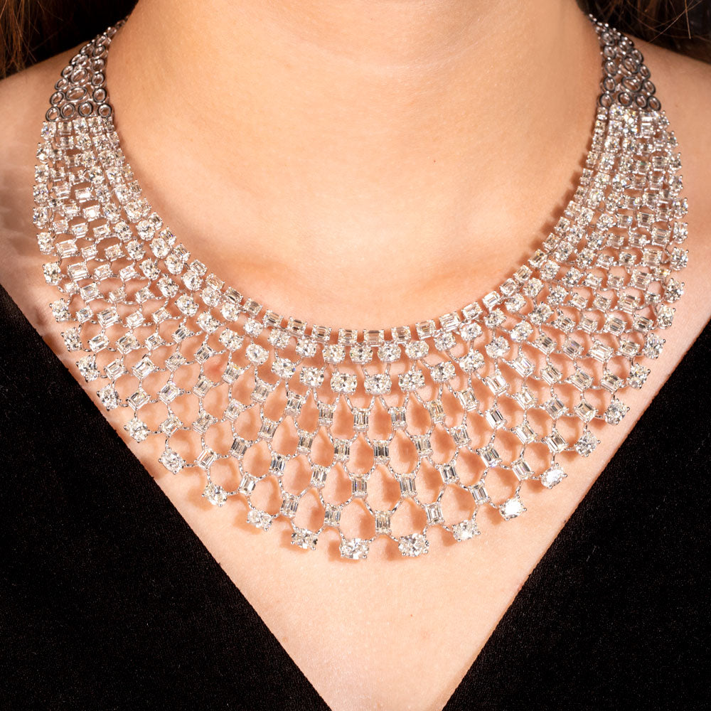 18K White Gold Diamond Necklace - 67.75ct VVS-VS-IJ