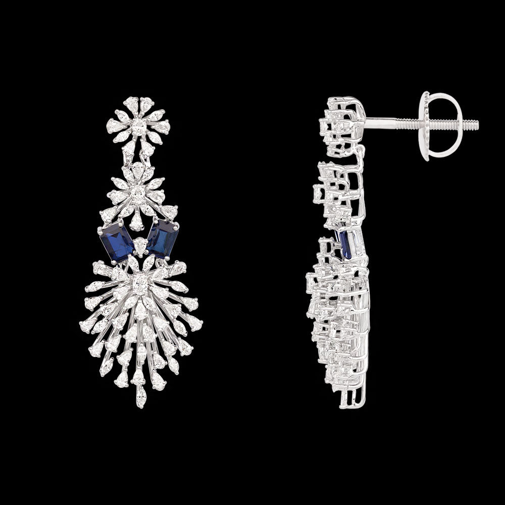 18K White Gold Diamond Jewellery - 6.2ct VVS-EF with Colour Stones