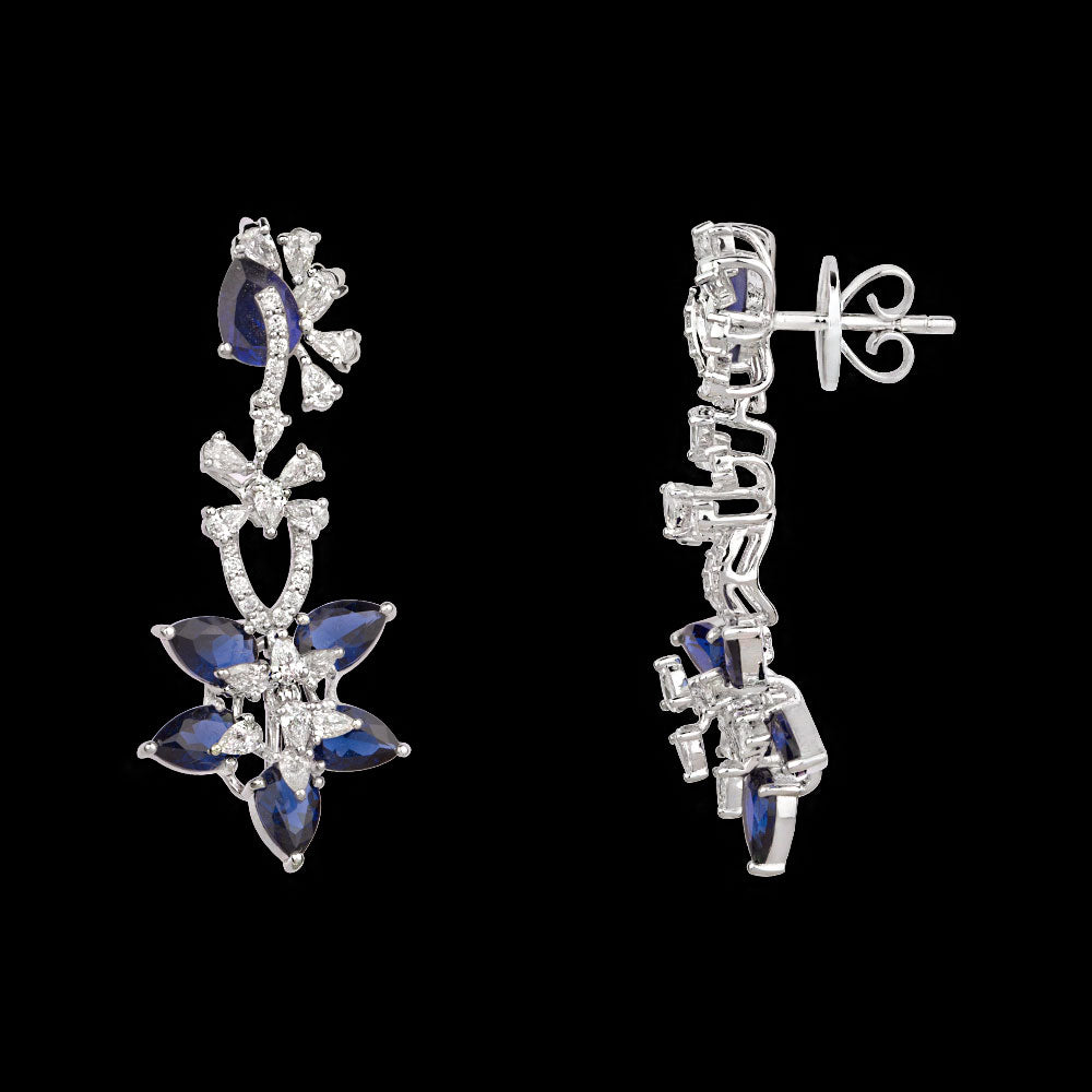 18K White Gold Diamond Jewellery - 1.63ct VVS-EF with Colour Stones