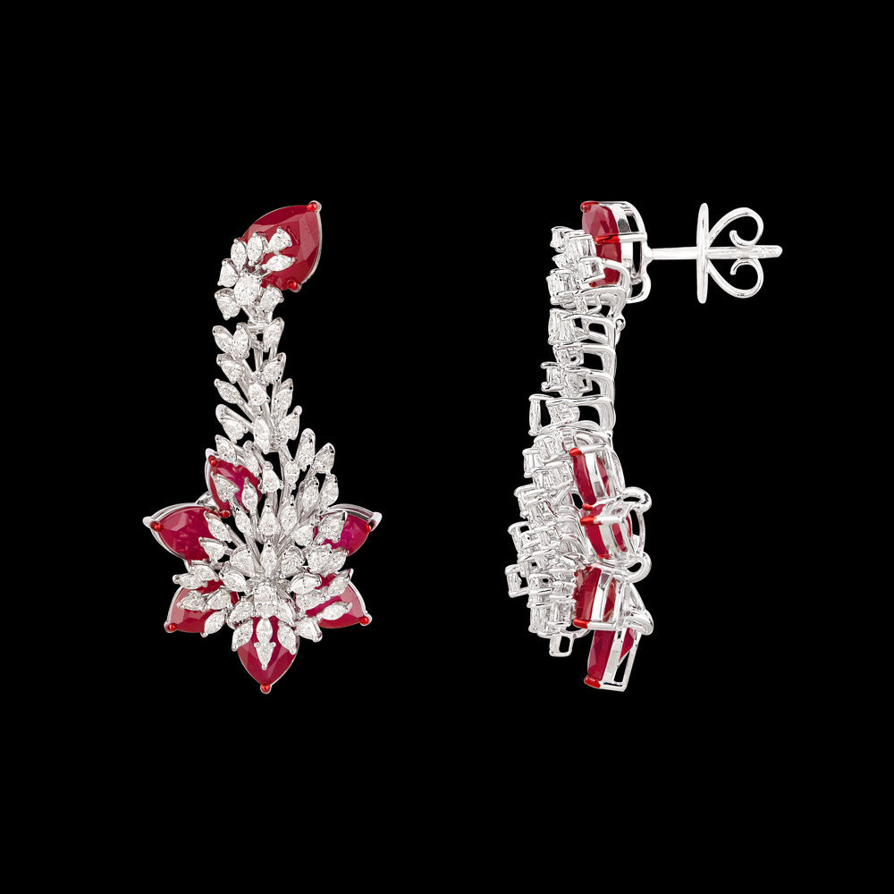 18K White Gold Diamond Jewellery - 3.84ct VVS-EF with Colour Stones
