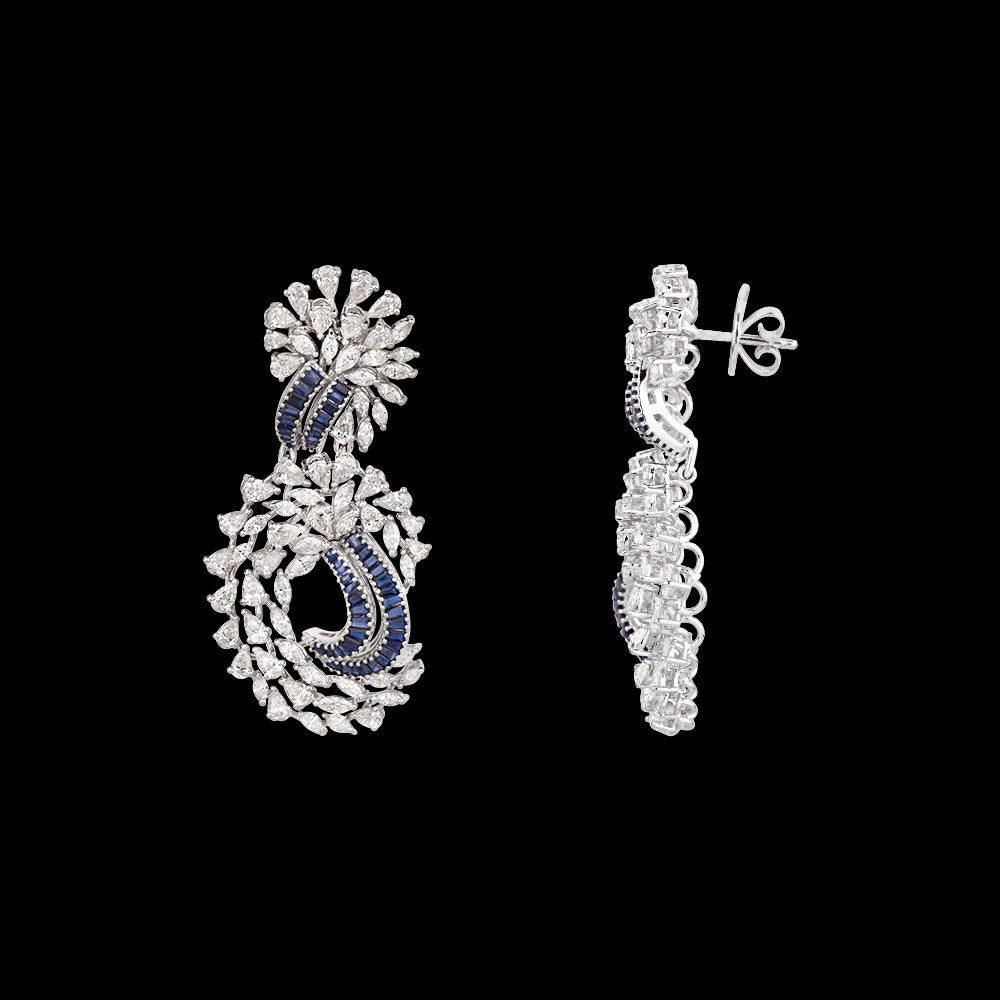 18K White Gold Diamond Jewellery - 7.31ct VVS-EF with Colour Stones
