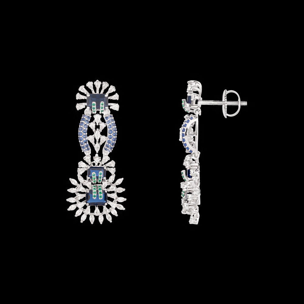 18K White Gold Diamond Jewellery - 3.24ct VVS-EF with Colour Stones