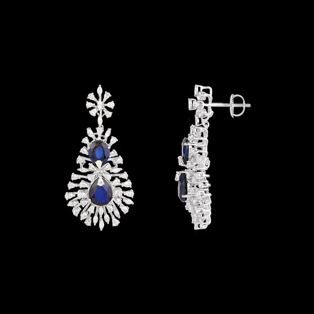 18K White Gold Diamond Jewellery - 3.39ct VVS-EF with Colour Stones