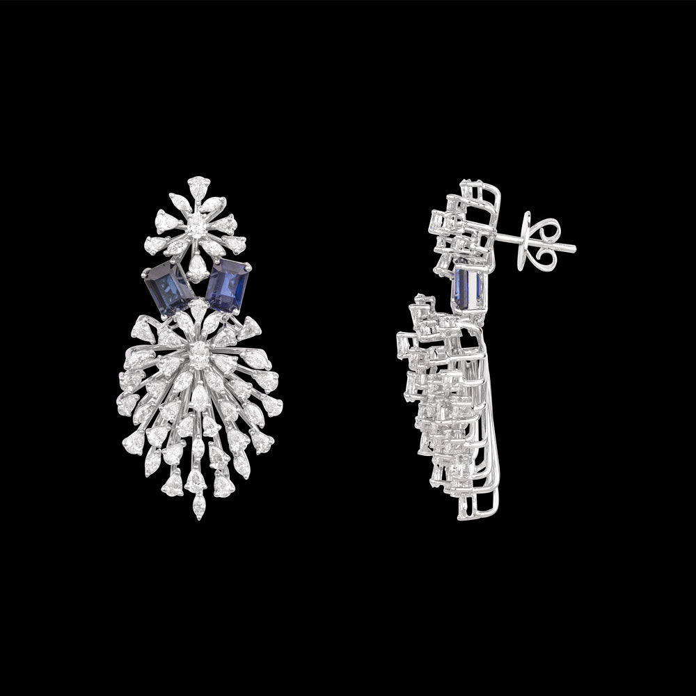 18K White Gold Diamond Jewellery - 6.51ct VVS-EF with Colour Stones