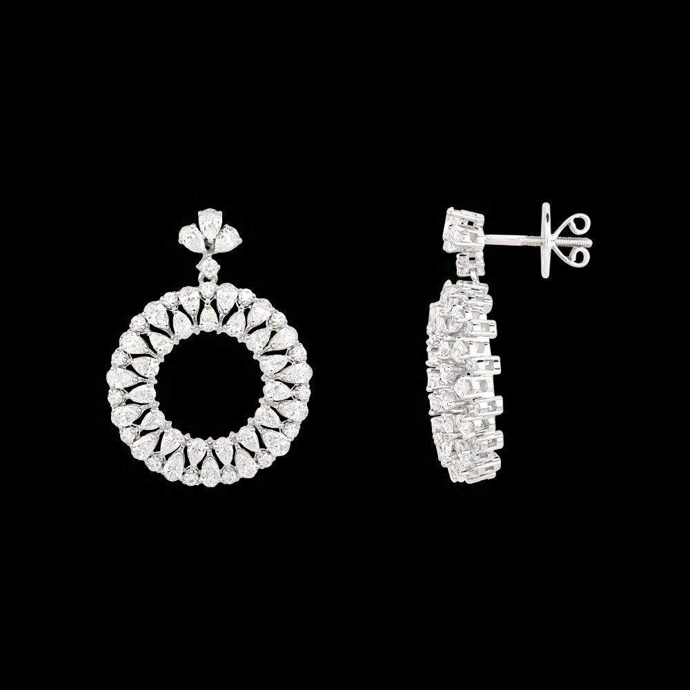 18K White Gold Diamond Earrings - 5.484ct VVS-VS-EF