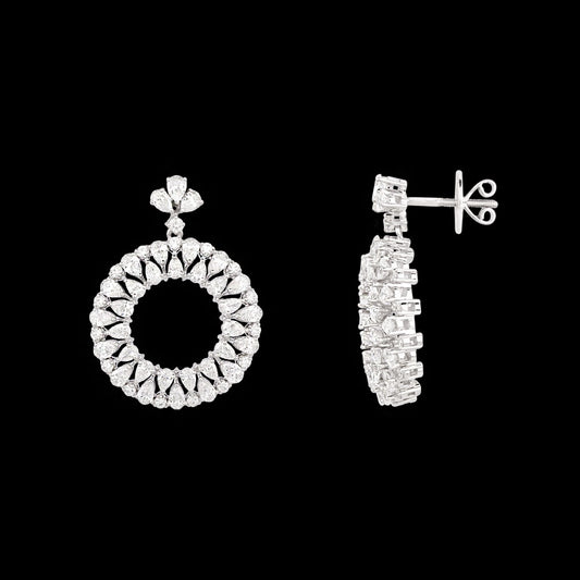 18K White Gold Diamond Earrings - 5.484ct VVS-VS-EF