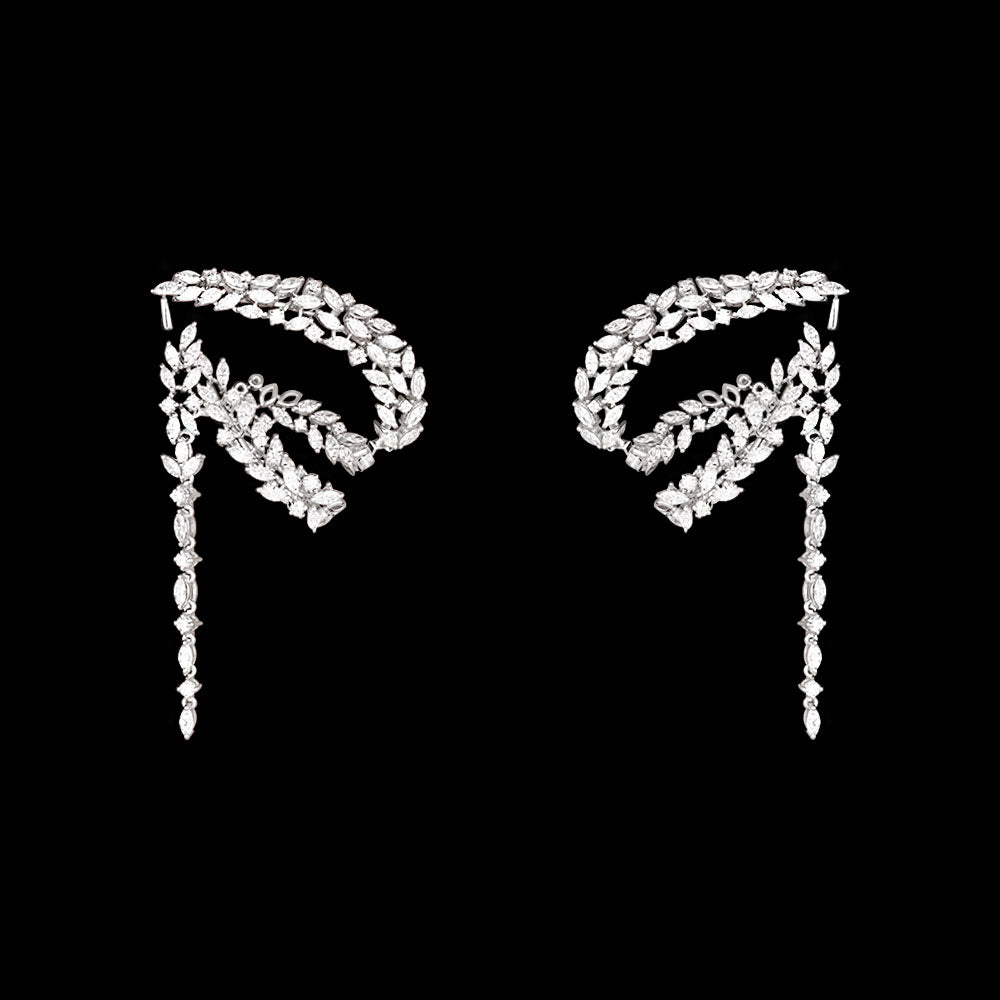 18K White Gold Diamond Earrings - 7.651ct VVS-VS-EF