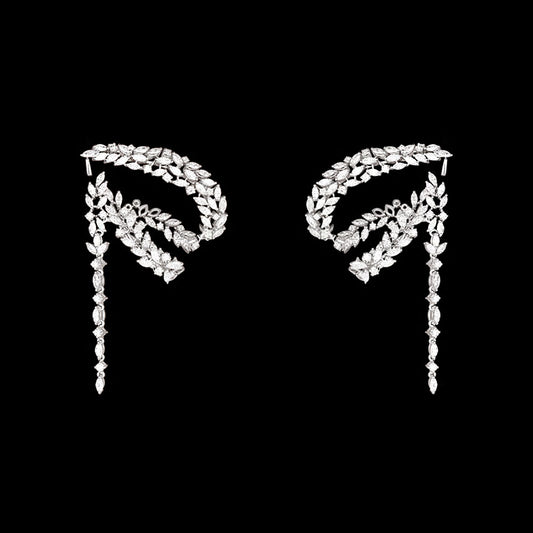18K White Gold Diamond Earrings - 7.651ct VVS-VS-EF