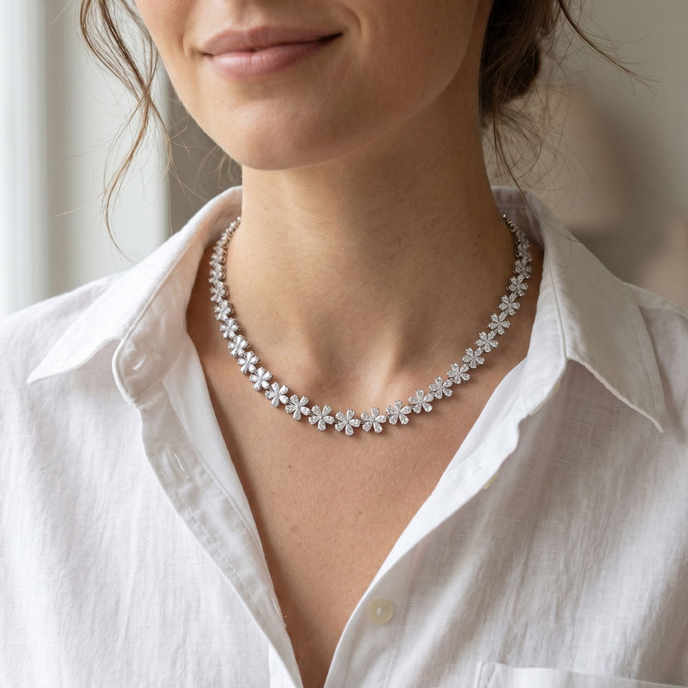 18K White Gold Diamond Necklace - 9.167ct VVS-VS-EF