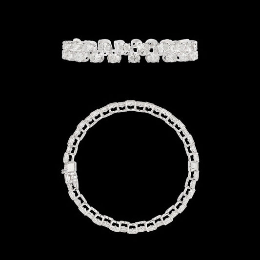 18K White Gold Diamond Bangle - 21.44ct VVS-VS-GH