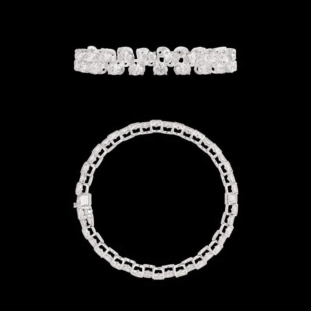 18K White Gold Diamond Bangle - 21.44ct VVS-VS-GH