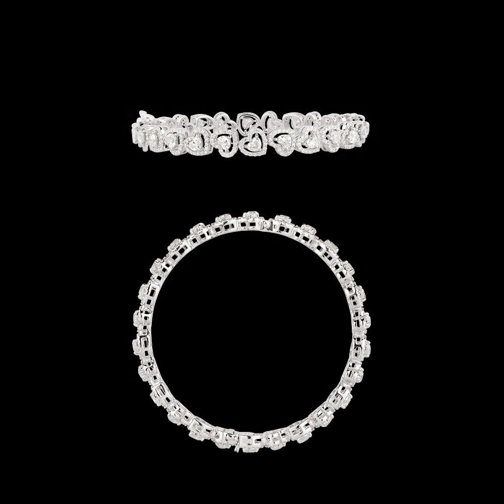 18K White Gold Diamond Bangle - 7.335ct VVS-VS-EF